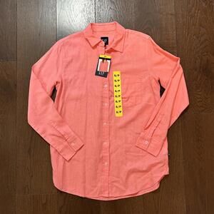 GAP Cotton Linen Button-Up Shirt Coral Size Small NEW